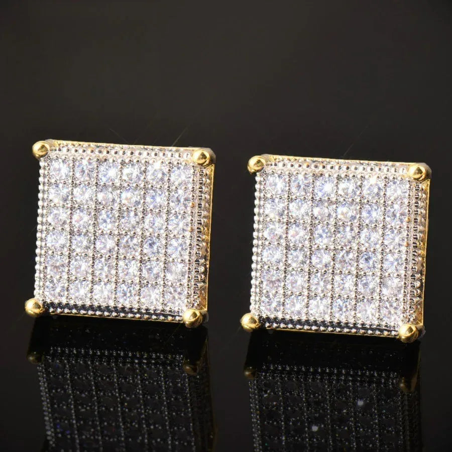 Octagon Iced Out Stud Earrings with Zircon | Simple & Trendy Hip Hop Jewelry | Caratix Jewelry - CaratixJewelry